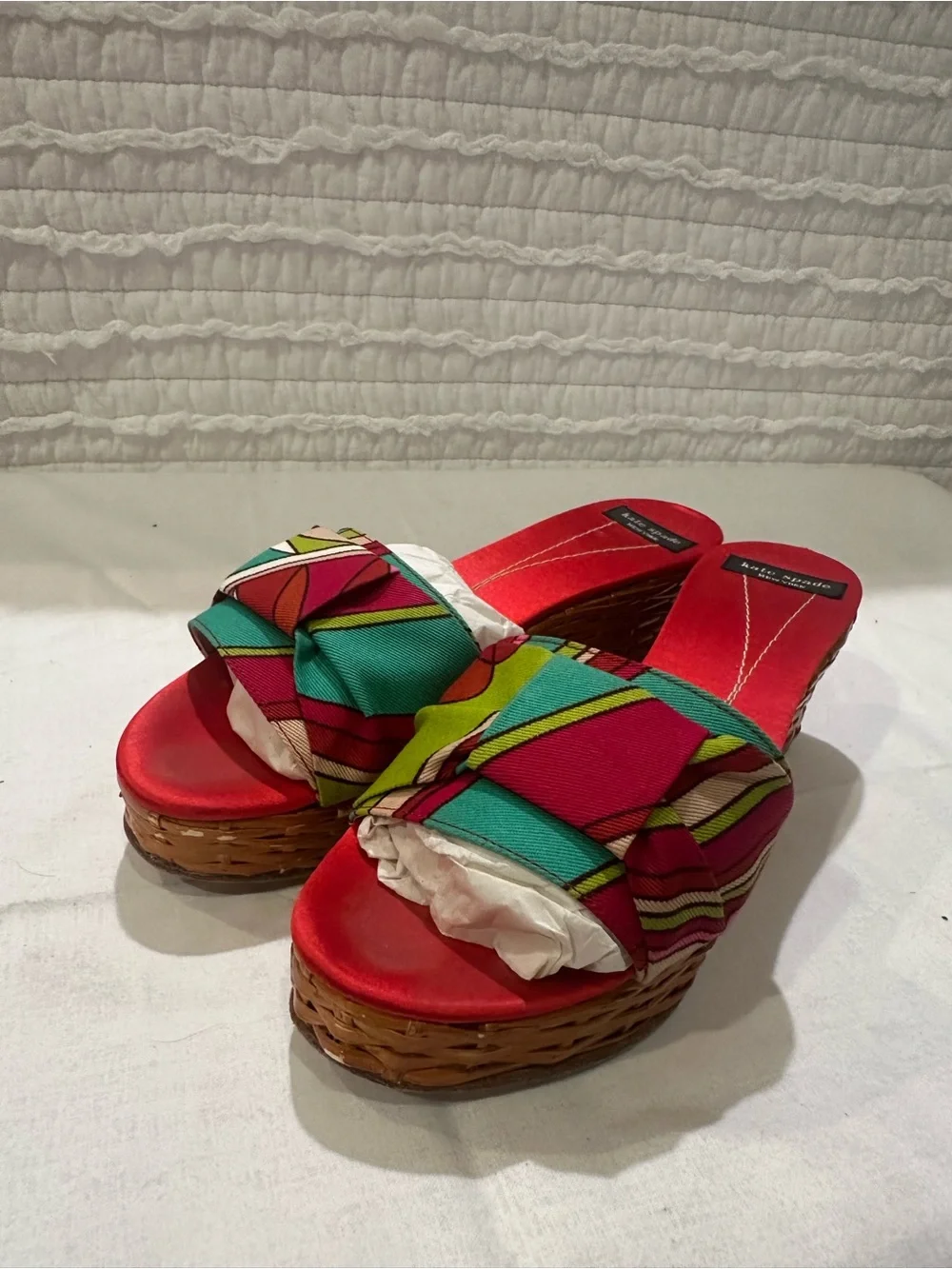 Kate Spade Cancun Wedge Sandal & Matching Bag Jade Fern Size 7